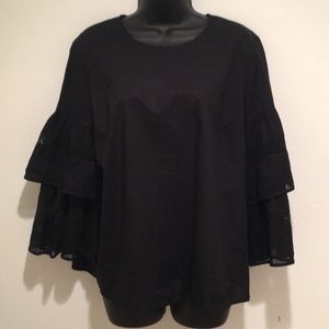 BLACK| WOMANS BLOUSE with BELL SLEEVES